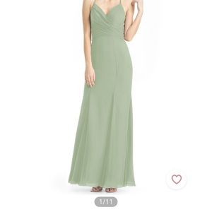 Azazie Carolina Dress in Dusty Sage - A4 Altered for 5’1 frame